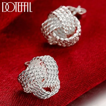 DOTEFFIL 925 Ayar Gümüş Bozulma Ağ düğme küpe Kadınlar İçin Moda Charm Düğün Nişan Parti Takı