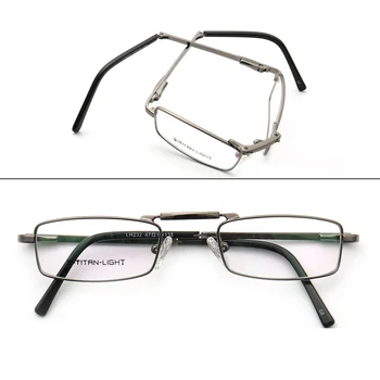 Erkekler Kare Katlanır Gözlük Çerçevesi Erkekler için Metal Katlanabilir Reçete Gözlük Çerçeveleri İş Optik Gözlük Dikdörtgen