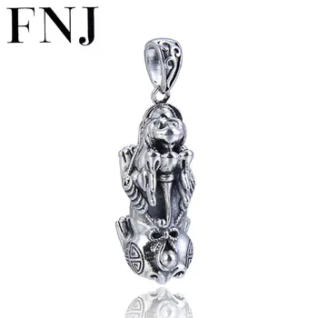 FNJ 925 Gümüş şanslı Pixiu Kolye Hayvan Asmak Orijinal Saf S925 Tay Gümüş Kolye Kadınlar Takı Yapımı için