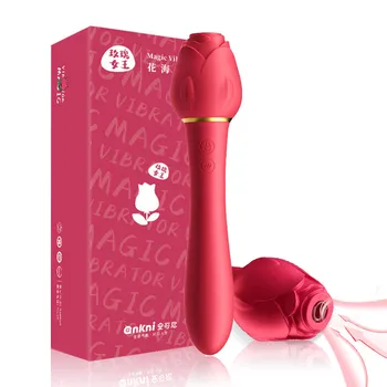 gül vibator oyuncak Silikon vibratörler kadınlar için sihirli değnek gül emme vibratör klitoris stimülatörü meme enayi seks oyuncakları dükkanı