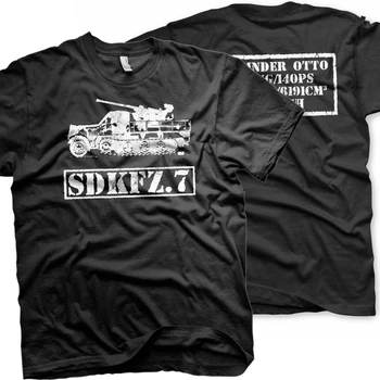 İkinci Dünya Savaşı Alman Sd.Kfz. 7 Kendinden tahrikli uçaksavar Silahları T-Shirt Yeni %100 % Pamuk Kısa Kollu O-Boyun T-shirt Rahat Erkek Üst