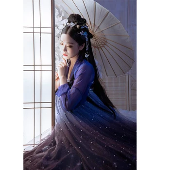 Kadın Boncuk Parlayan Hanfu Kadın Giysileri Geleneksel Klasik Etnik Çin Kıyafet Yaz Peri Kıyafet Sahne Dans Performansı