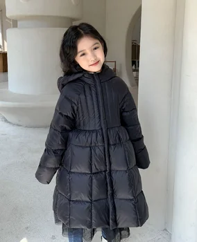 Kızlar Aşağı Ceket Uzun Dantel Dantel Döşemeli Prenses Ceket Kış sıcak Moda Ceket