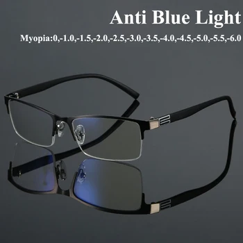 Miyopi Gözlük Iş Yarım Çerçeve Tarzı Ultralight Gözlük Miyop Gözlük Bitmiş Optik Gözlük Diyoptri 0 İla-6.0