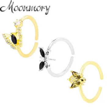 Moonmory 925 Ayar Gümüş Açık Ayarlanabilir Hayvan Yüzükler Kadınlar Için Kelebek Yusufçuk Arı Güzel Takı Parti Aksesuarları Hediyeler