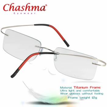 Saf Titanyum Gözlük Çerçeveleri Çerçevesiz Ultralight Yüksek Elastikiyet Optik Gözlük Çerçeve Hiçbir Vida Tasarım Çerçevesiz Gözlük