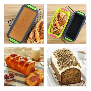 Silikon Katmanlı Kek Kalıbı Yuvarlak Şekil Dikdörtgen Silikon ekmek tavası tost ekmeği Kalıp Kek tepsi kalıbı yapışmaz Pişirme Araçları