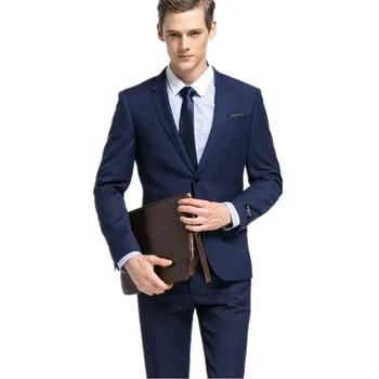 Sıcak Satış saf renk Takım Elbise Erkekler Damat Smokin Notch Yaka Groomsmen Erkekler Düğün Takımları (Ceket+Pantolon) iki parçalı