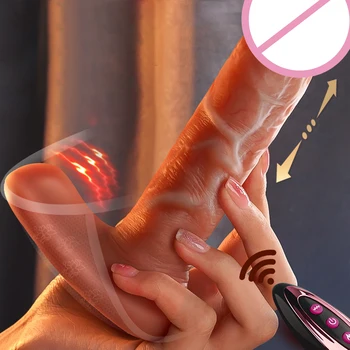 Uzaktan kumanda gerçekçi giyilebilir teleskopik yapay penis vibratör klitoral G noktası titreşimli ısıtma stimülatörü erotik oyuncaklar kadınlar için