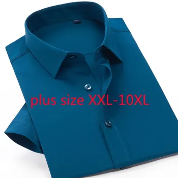 Yeni Varış Moda Yaz Kısa Kollu Streç Erkekler Ekstra Giysi Akıllı Rahat Tek Göğüslü Elbise Gömlek Artı Boyutu 2XL-10XL