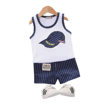 Yeni Yaz Bebek Kız Giysileri Takım Elbise Çocuk Erkek Spor Yelek Şort 2 Adet / Ses Yürümeye Başlayan Rahat Kostüm Bebek Giyim Çocuklar Eşofman